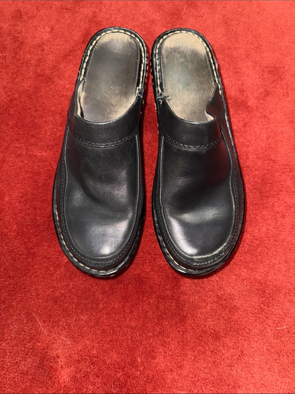 Eastland Black Slip-On Leather Mules